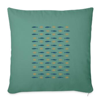 Minimalist Sardines and Waves Pattern for Summer - Sofa pillowcase 17,3'' x 17,3'' (45 x 45 cm) - cypress green - Front