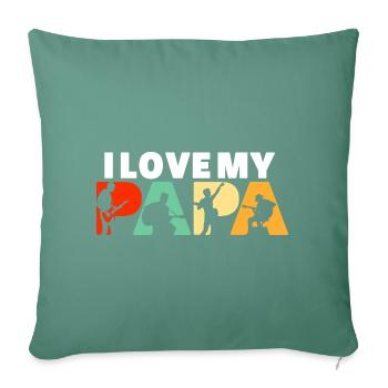 I Love My Papa Guitarist Musician Dad - Sofa pillowcase 17,3'' x 17,3'' (45 x 45 cm) - cypress green - Front