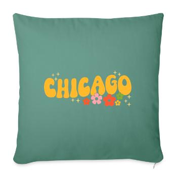 Chicago 70s Hippie - Sofa pillowcase 17,3'' x 17,3'' (45 x 45 cm) - cypress green - Front