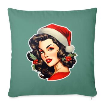Woman with santa hat - Sofa pillowcase 17,3'' x 17,3'' (45 x 45 cm) - cypress green - Front