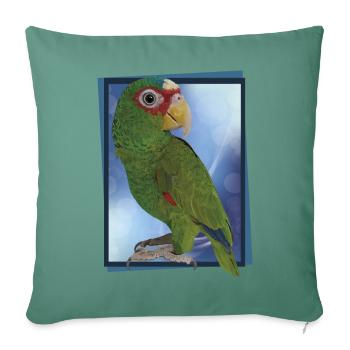 Perroquet à front blanc - Housse de coussin décorative 45 x 45 cm - vert sapin - Devant