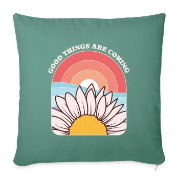 Daisy and Sun Inspirational Phrase Graphic - Sofa pillowcase 17,3'' x 17,3'' (45 x 45 cm) - cypress green - Front