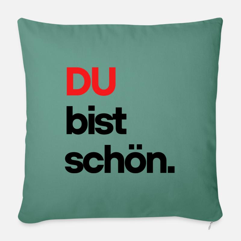 DU bist schön - Sofakissenbezug 45 x 45 cm - Tanngrün