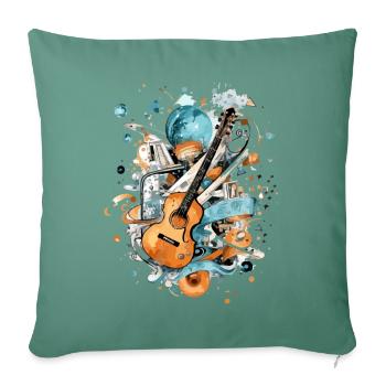 Un univers musical - Housse de coussin décorative 45 x 45 cm - vert sapin - Devant