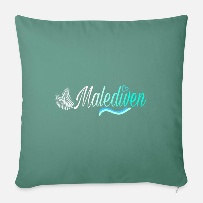 Malediven Palm white - Sofakissenbezug 45 x 45 cm - Tanngrün