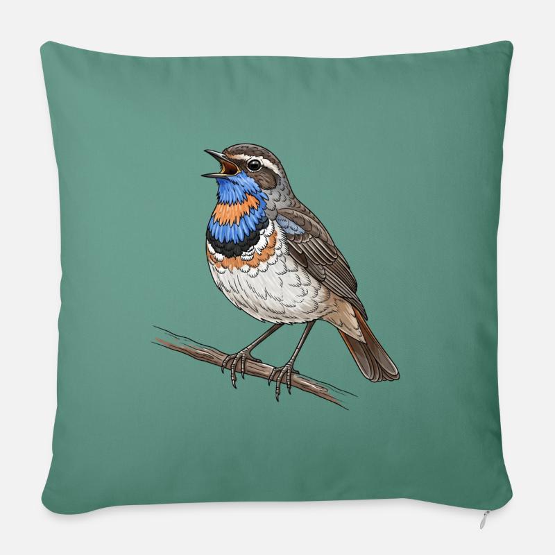 Blaukehlchen - Sofakissenbezug 45 x 45 cm - Tanngrün