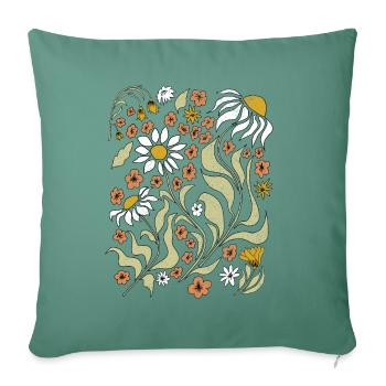 Boho Wildflower Tshirt femme, Vintage Wildflower - Housse de coussin décorative 45 x 45 cm - vert sapin - Devant