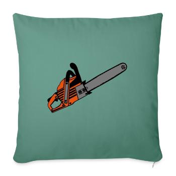 Tronçonneuse, Bois de chauffage, Old School, Tronçonneuse (25) - Housse de coussin décorative 45 x 45 cm - vert sapin - Devant