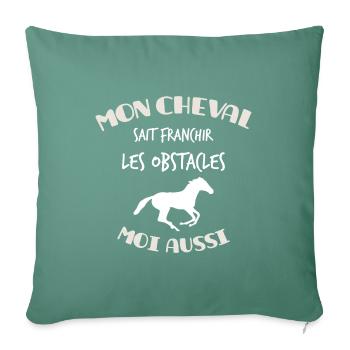 Mon cheval et Moi. Idée cadeau - Housse de coussin décorative 45 x 45 cm - vert sapin - Devant