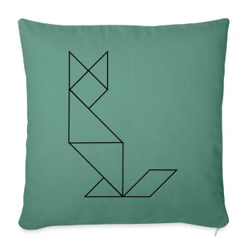 Katze – Tangram – Line Art - Sofakissenbezug 45 x 45 cm - Tanngrün - Vorne