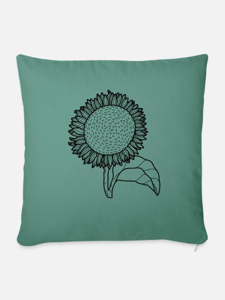 Blume Sonnenblume - Sofakissenbezug 45 x 45 cm - Tanngrün