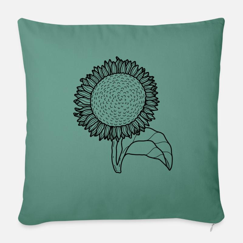Blume Sonnenblume - Sofakissenbezug 45 x 45 cm - Tanngrün