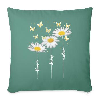 Margeriten, Blumen, Sommer - Sofakissenbezug 45 x 45 cm - Tanngrün - Vorne