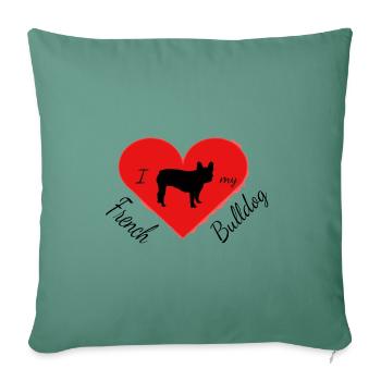 Frenchie, Bully, Bouledogue français, Cadeau - Housse de coussin décorative 45 x 45 cm - vert sapin - Devant