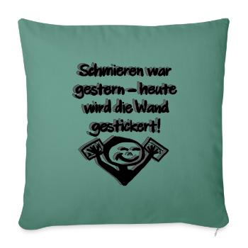 Today it's time for embroidery - Sofa pillowcase 17,3'' x 17,3'' (45 x 45 cm) - cypress green - Front