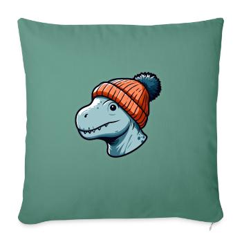 Baby T Rex Dino Dinosaurier Beanie Mütze Kopf - Sofakissenbezug 45 x 45 cm - Tanngrün - Vorne