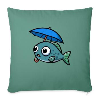 Wasser See Meer Fisch Regenschirm Regen - Sofakissenbezug 45 x 45 cm - Tanngrün - Vorne