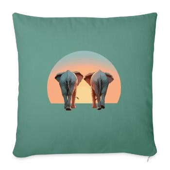 Elephants Two Pachyderms Sunrise Africa - Sofa pillowcase 17,3'' x 17,3'' (45 x 45 cm) - cypress green - Front