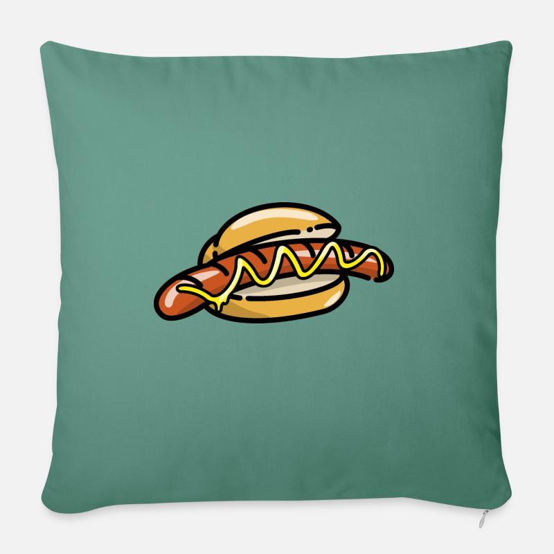 Comic Bratwurst Buns Bratwurstbrötchen Mustard - Sofa pillowcase 17,3'' x 17,3'' (45 x 45 cm) - cypress green
