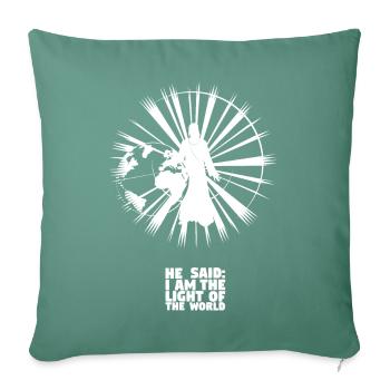 La lumière du monde - Anglais - Housse de coussin décorative 45 x 45 cm - vert sapin - Devant