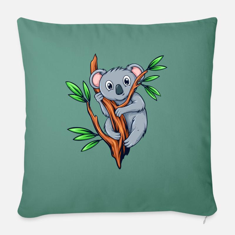 Koala ours koala bambou - Housse de coussin décorative 45 x 45 cm - vert sapin