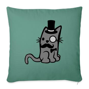 Monocle glasses Mr. Cat - Sofa pillowcase 17,3'' x 17,3'' (45 x 45 cm) - cypress green - Front