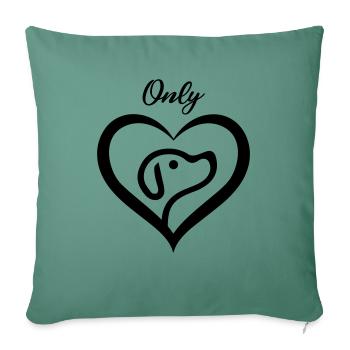 SEUL AMOUR ET AMI CHIEN - Housse de coussin décorative 45 x 45 cm - vert sapin - Devant