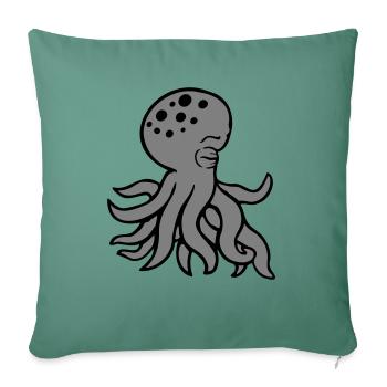 Pieuvre dort triste les yeux fermés fatigué mignon - Housse de coussin décorative 45 x 45 cm - vert sapin - Devant