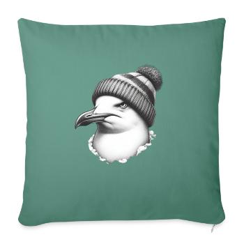 Finally Monday again - Moin Seagull with Beanie Hat - Sofa pillowcase 17,3'' x 17,3'' (45 x 45 cm) - cypress green - Front