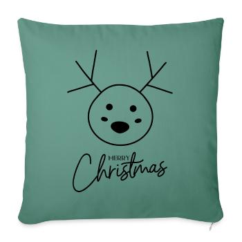 Figurine en bâton d’orignal de Noël (2) - Housse de coussin décorative 45 x 45 cm - vert sapin - Devant