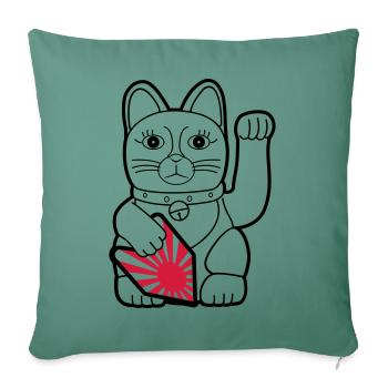 Maneki Neko "Rising Sun Flag" - Dark Contour - Sofakissenbezug 45 x 45 cm - Tanngrün - Vorne
