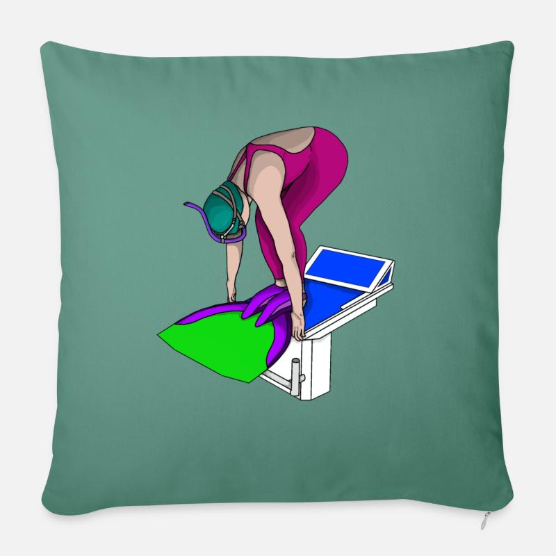 Flossenschwimmen - Sofakissenbezug 45 x 45 cm - Tanngrün