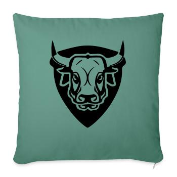 Bull in front with shield - Sofa pillowcase 17,3'' x 17,3'' (45 x 45 cm) - cypress green - Front