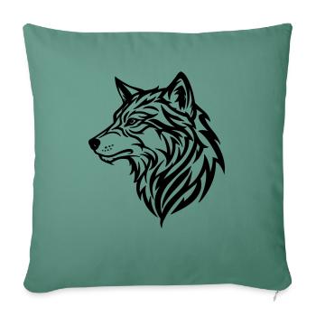 Loup - style tribal - Housse de coussin décorative 45 x 45 cm - vert sapin - Devant