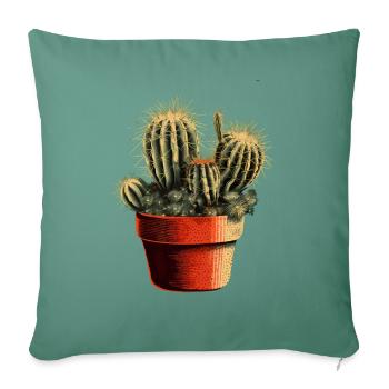 Petit cactus vert dans un pot de fleurs - Housse de coussin décorative 45 x 45 cm - vert sapin - Devant