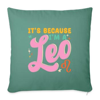 Signe du zodiaque Lion - Housse de coussin décorative 45 x 45 cm - vert sapin - Devant