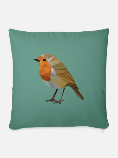 Rotkehlchen Polygonal Vogelkunde - Sofakissenbezug 45 x 45 cm - Tanngrün