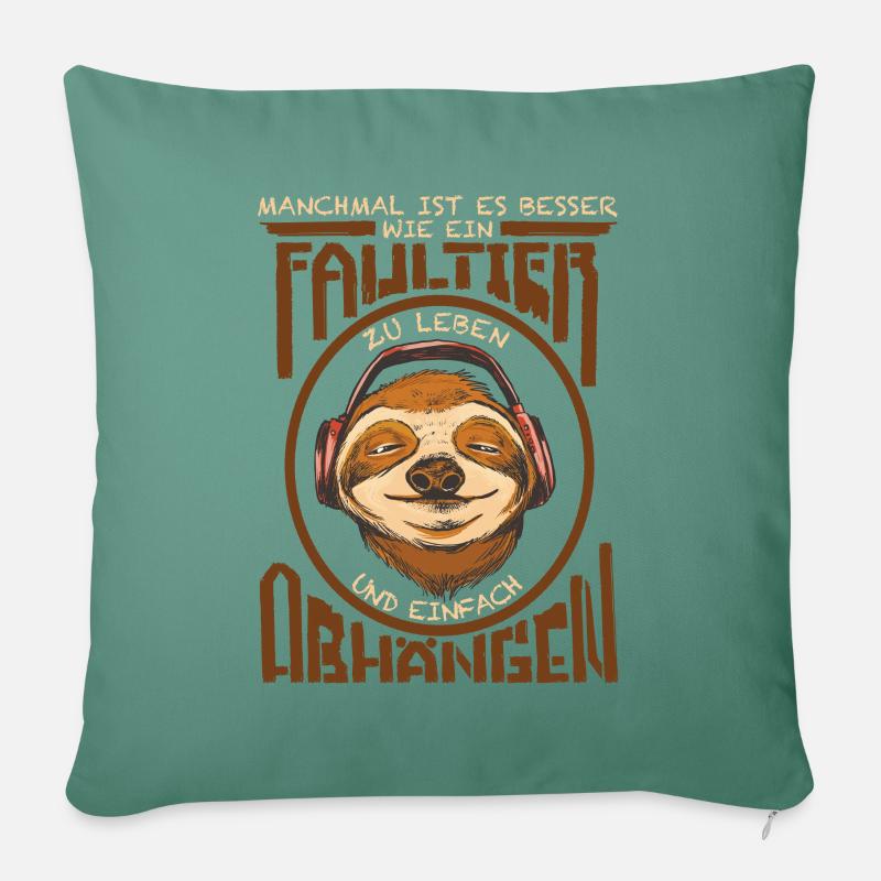 Faultier Lifestyle, Abhängen - Sofakissenbezug 45 x 45 cm - Tanngrün
