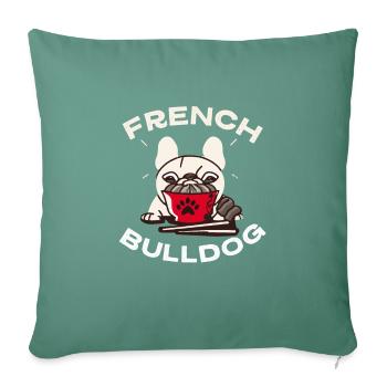 Ramen Love Frenchie Dog French Bulldog - Sofa pillowcase 17,3'' x 17,3'' (45 x 45 cm) - cypress green - Front