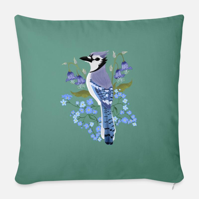 Geai bleu - Housse de coussin décorative 45 x 45 cm - vert sapin