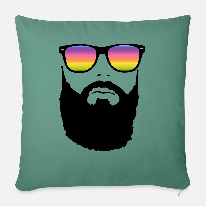 Beard and glasses - Sofa pillowcase 17,3'' x 17,3'' (45 x 45 cm) - cypress green