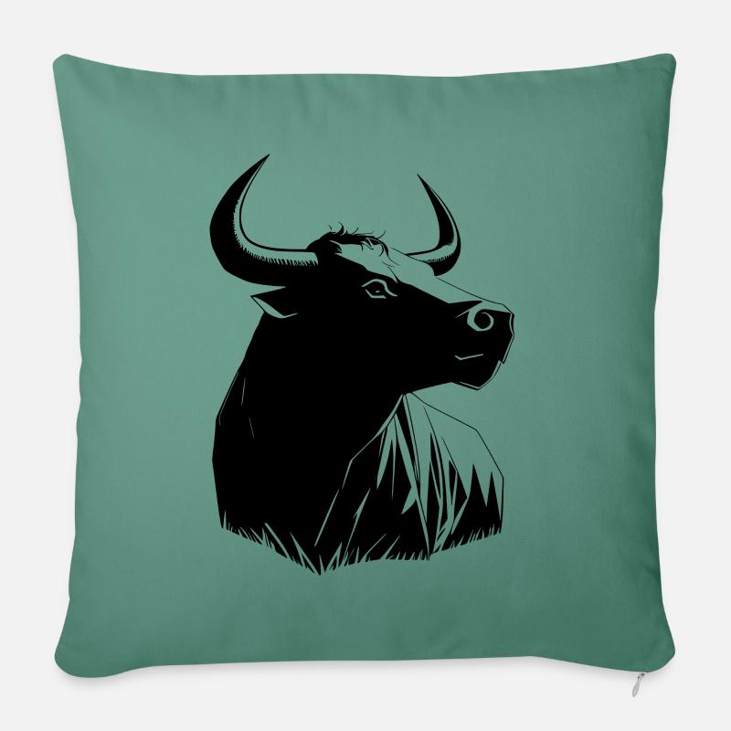 Taureau - Housse de coussin décorative 45 x 45 cm - vert sapin