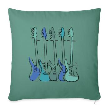 GUITARES ELECTRIQUES LINE ART - Housse de coussin décorative 45 x 45 cm - vert sapin - Devant