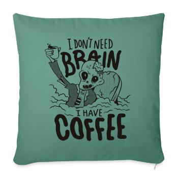 Zombie de café, conception amusante d'Halloween - Housse de coussin décorative 45 x 45 cm - vert sapin - Devant