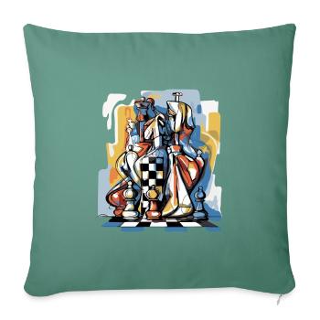 Chess composition n°3 - Sofa pillowcase 17,3'' x 17,3'' (45 x 45 cm) - cypress green - Front
