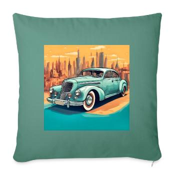 Vintage Shabby Chic Cabrio Auto - Sofakissenbezug 45 x 45 cm - Tanngrün - Vorne