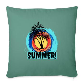 Motif d’été avec des palmiers - Housse de coussin décorative 45 x 45 cm - vert sapin - Devant