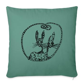 Double cats - Sofa pillowcase 17,3'' x 17,3'' (45 x 45 cm) - cypress green - Front