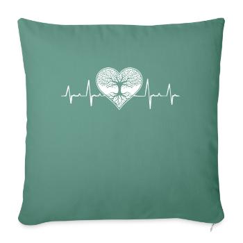 Heartbeat Design with a Tree - Sofa pillowcase 17,3'' x 17,3'' (45 x 45 cm) - cypress green - Front