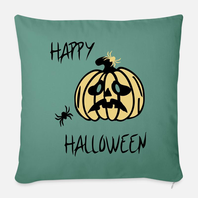 happy halloween, Kürbis - Sofakissenbezug 45 x 45 cm - Tanngrün